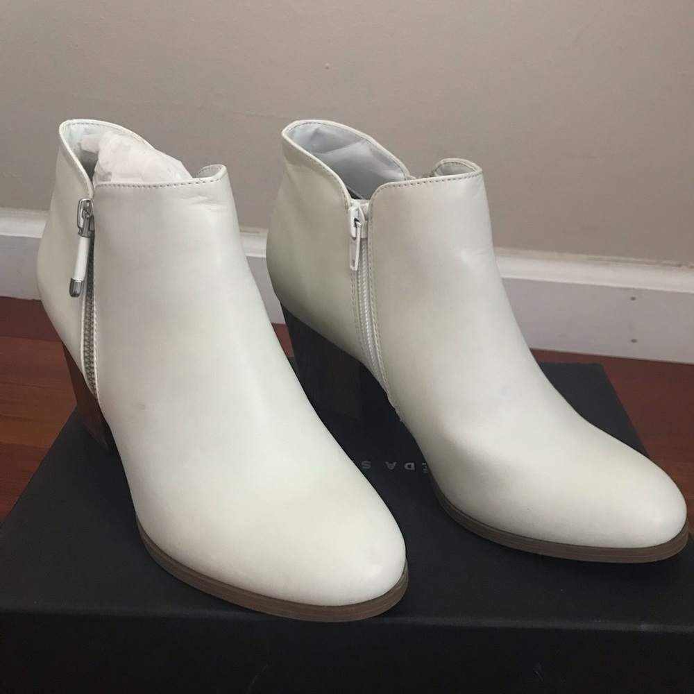 New White Booties With Stack Heel - image 1